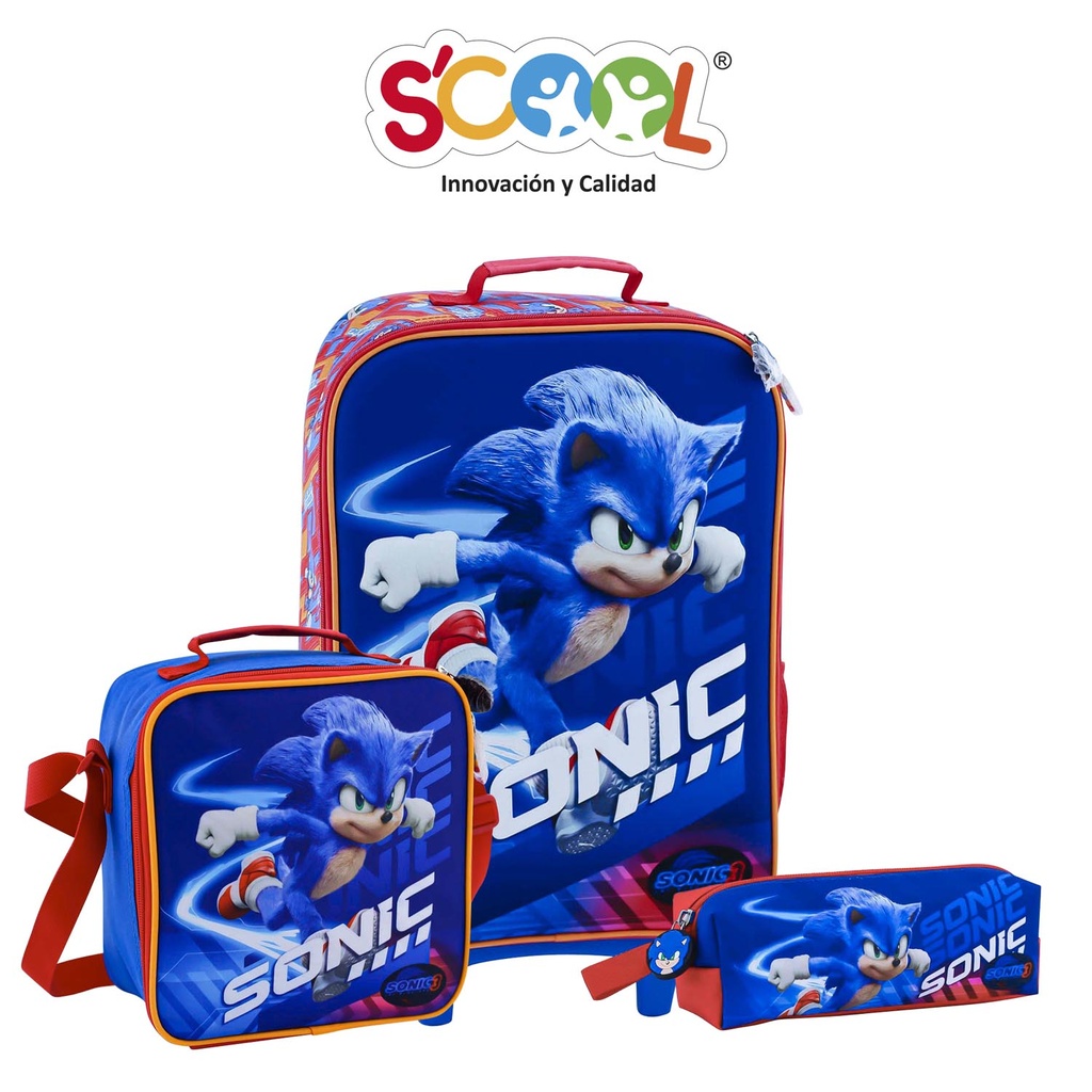SET MALETA KOMBAT 3D SONIC MOVIE SCOOL