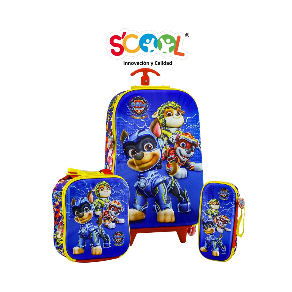 SET MALETA RANGER 3D PAW PATROL SCOOL