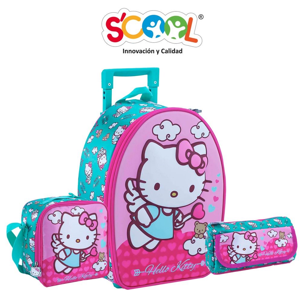 SCOOL RANGER SET MALETA  EVA 3D HELLO KITTY