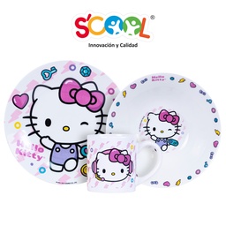 [703070] SET CERAMICA 3PZ HELLO KITTY SCOOL