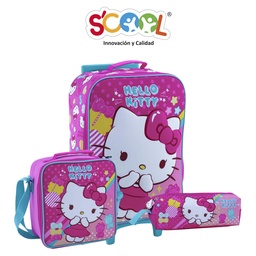 [804382] SET MALETA KOMBAT 3D HELLO KITTY SCOOL