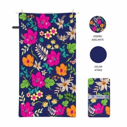 [DIS-0098/L] TOALLA DISEÑO FLORES ACERO TOWELTEC